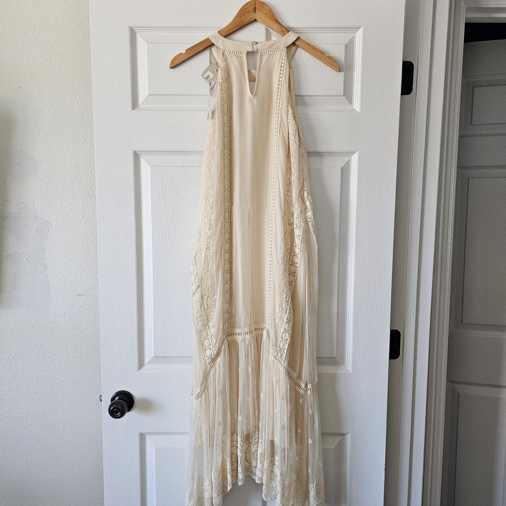 Sundance Catalog NWT Adara Cream Ivory Halter Dress Long Lace Embroidered Sz 8P - Picture 3 of 8